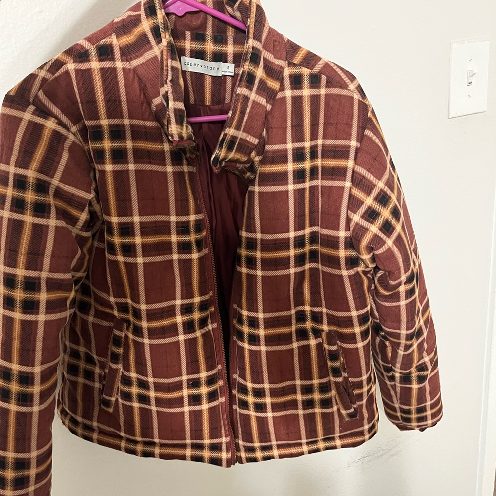 Brown Plaid Women’s Puffer Jacket